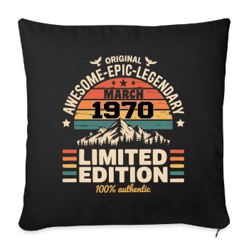Vintage Anniversary March 1970 March 1970 - Sofa pillowcase 17,3'' x 17,3'' (45 x 45 cm) - black - Front
