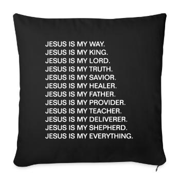 Jésus est ma voie. Jésus est mon Roi. - Housse de coussin décorative 45 x 45 cm - noir - Devant