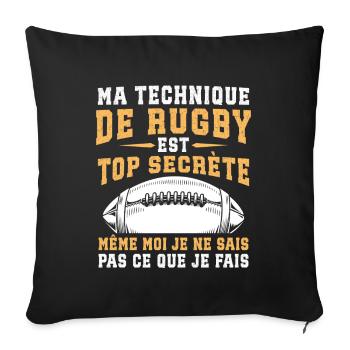 Ma Technique De Rugby - Housse de coussin décorative 45 x 45 cm - noir - Devant