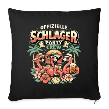 Schlager Party Crew Flamingo Offiziell - Sofakissenbezug 45 x 45 cm - Schwarz - Vorne