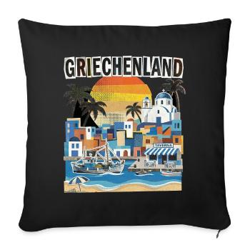 Griechenland Urlaub Vintage Strand - Sofakissenbezug 45 x 45 cm - Schwarz - Vorne