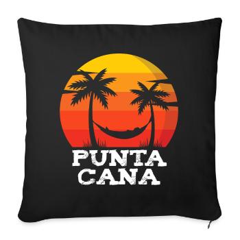 Souvenir des palmiers au coucher de soleil de Punta Cana - Housse de coussin décorative 45 x 45 cm - noir - Devant