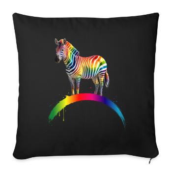 Rainbow Zebra Gradient Art Design - Sofa pillowcase 17,3'' x 17,3'' (45 x 45 cm) - black - Front