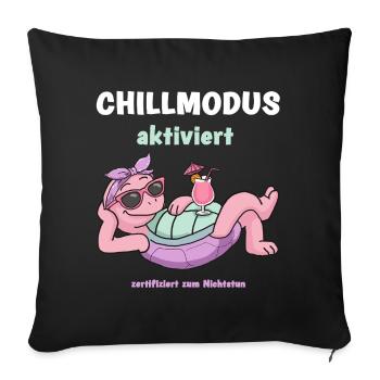 Schildkröte Chillmodus aktiviert: Pinke Lounge - Sofakissenbezug 45 x 45 cm - Schwarz - Vorne