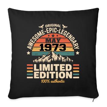 Mai 1973 - May 1973 - Housse de coussin décorative 45 x 45 cm - noir - Devant