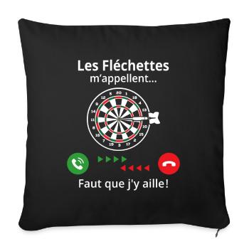 Les fléchettes m'appellent faut que j'y aille - Housse de coussin décorative 45 x 45 cm - noir - Devant