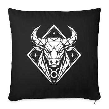 Geometric Bull - Pure Strength - Zodiac Sign Taurus - Sofa pillowcase 17,3'' x 17,3'' (45 x 45 cm) - black - Front