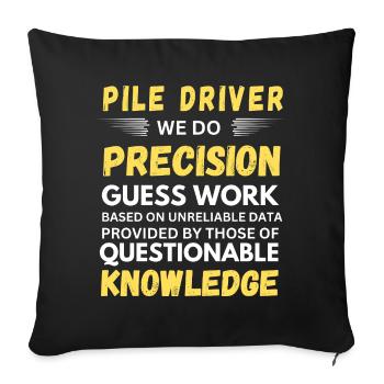 Tapis à pieux Nous faisons du travail de précision avec des devinettes - Housse de coussin décorative 45 x 45 cm - noir - Devant