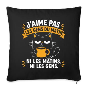 Chat blasé au café des matins - Housse de coussin décorative 45 x 45 cm - noir - Devant