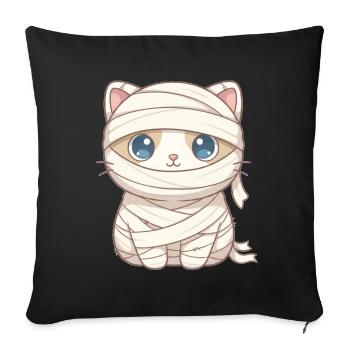 Cat as mummy on Halloween - Sofa pillowcase 17,3'' x 17,3'' (45 x 45 cm) - black - Front