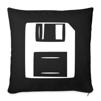 Retro_Vintage_80er_90er_Jahre_Diskette_weiss_Ge - Sofakissenbezug 45 x 45 cm - Schwarz - Vorne