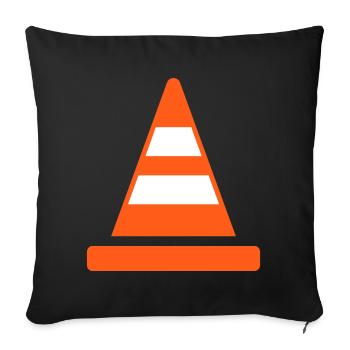Traffic Cone Safety Line Icon Road Warning Symbol - Sofa pillowcase 17,3'' x 17,3'' (45 x 45 cm) - black - Front