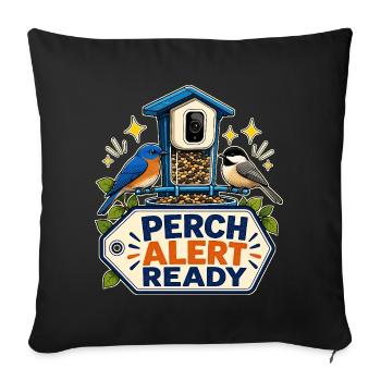 PERCH ALERT READY - Sofakissenbezug 45 x 45 cm - Schwarz - Vorne