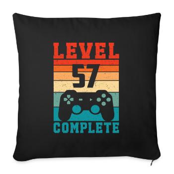 57th Birthday Level 57 Complete 57 Years Gamer - Sofa pillowcase 17,3'' x 17,3'' (45 x 45 cm) - black - Front