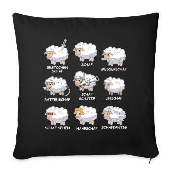 Unschaf & Co. – Lustige Schaf Wortspiele - Sofakissenbezug 45 x 45 cm - Schwarz - Vorne