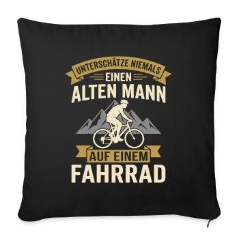 Alten Mann auf einem fahrrad - Sofakissenbezug 45 x 45 cm - Schwarz - Vorne