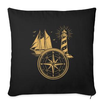 Maritime Compass Sailing Ship North Lighthouse - Sofa pillowcase 17,3'' x 17,3'' (45 x 45 cm) - black - Front