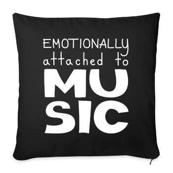 Emotionally Attached To Music, White - Sofa pillowcase 17,3'' x 17,3'' (45 x 45 cm) - black - Front
