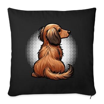 Long-haired Dachshund Dachshund Holder Dachshund Tekkel - Sofa pillowcase 17,3'' x 17,3'' (45 x 45 cm) - black - Front