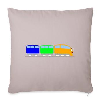 Kinder Zug - Eisenbahn - Bahn - Sofakissenbezug 45 x 45 cm - helles Taupe - Vorne