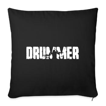 DRUMMER - Schlagzeug - Band - Sofakissenbezug 45 x 45 cm - Schwarz - Vorne