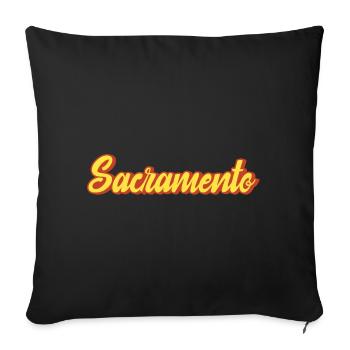Lettrage rétro Sacramento jaune rouge - Housse de coussin décorative 45 x 45 cm - noir - Devant