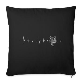 Pouls ECG géométrique de loup - Housse de coussin décorative 45 x 45 cm - noir - Devant