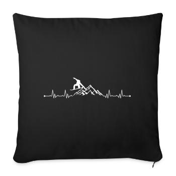 Bergsteiger Heartbeat Mountain Szene - Sofakissenbezug 45 x 45 cm - Schwarz - Vorne