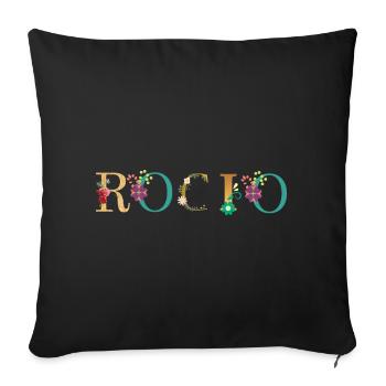 ROCIO name decorated with flowers - Sofa pillowcase 17,3'' x 17,3'' (45 x 45 cm) - black - Front