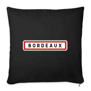 Panneau d'entrée de ville de Bordeaux, Gironde - Housse de coussin décorative 45 x 45 cm - noir - Devant