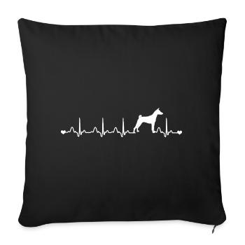 Herzschlag EKG Basenji Hund Mama Liebhaber Hund Papa - Sofakissenbezug 45 x 45 cm - Schwarz - Vorne