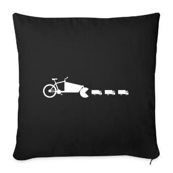 Lastenrad LKW Pac Man weiss - Sofakissenbezug 45 x 45 cm - Schwarz - Vorne
