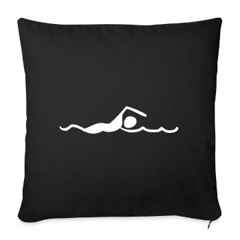 Un homme qui nage dans un lac - Housse de coussin décorative 45 x 45 cm - noir - Devant