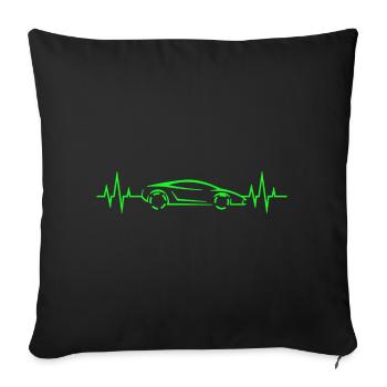 Battements de Coeur - Heartbeat - Voiture de sport - Supercar - Housse de coussin décorative 45 x 45 cm - noir - Devant