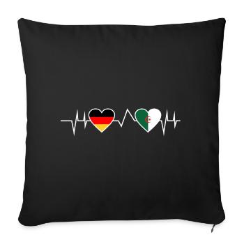 Algerier Deutscher Herzschlag Deutschland Algerien - Sofakissenbezug 45 x 45 cm - Schwarz - Vorne