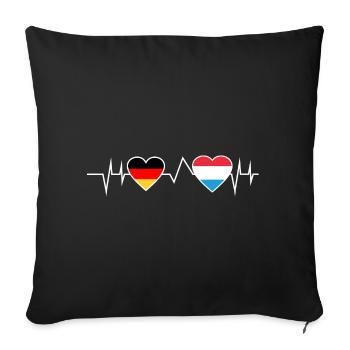 Germany Luxembourg heartbeat Luxembourger - Sofa pillowcase 17,3'' x 17,3'' (45 x 45 cm) - black - Front