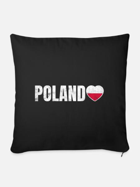 Polen - Sofakissenbezug 45 x 45 cm - Schwarz