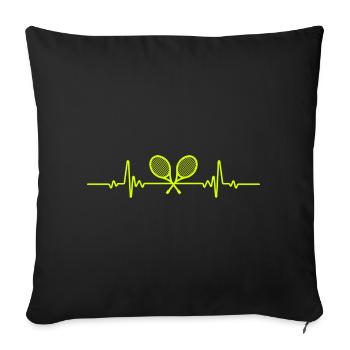 Heartbeat Racket Joueur de tennis - Housse de coussin décorative 45 x 45 cm - noir - Devant