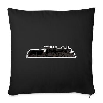 Train de locomotives - Housse de coussin décorative 45 x 45 cm - noir - Devant