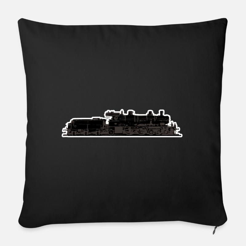 Lokomotive Zug - Sofakissenbezug 45 x 45 cm - Schwarz