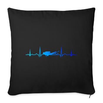 Scuba Taucher Diver Diving Herren Free Dive - Sofakissenbezug 45 x 45 cm - Schwarz - Vorne