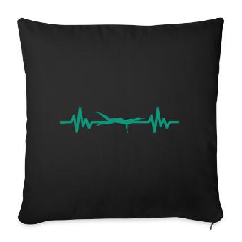Heartbeat Swimmer - Diver Water Sports Athlete - Sofa pillowcase 17,3'' x 17,3'' (45 x 45 cm) - black - Front