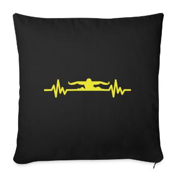 Heartbeat Swimmer - Diver Water Sports Athlete - Sofa pillowcase 17,3'' x 17,3'' (45 x 45 cm) - black - Front