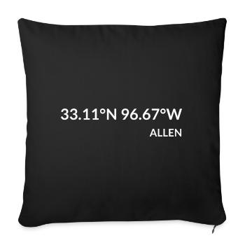 Allen Texas USA coordinates - Sofa pillowcase 17,3'' x 17,3'' (45 x 45 cm) - black - Front