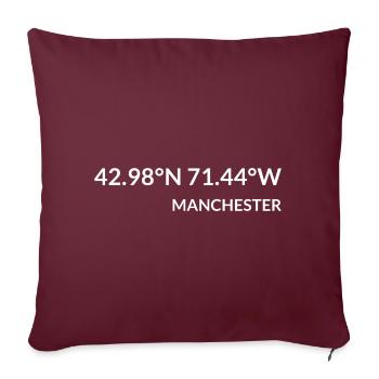 Manchester, New Hampshire, United States Coordinates - Sofa pillowcase 17,3'' x 17,3'' (45 x 45 cm) - burgundy - Front