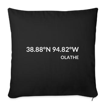 Olathe, Kansas, United States Coordinates - Sofa pillowcase 17,3'' x 17,3'' (45 x 45 cm) - black - Front