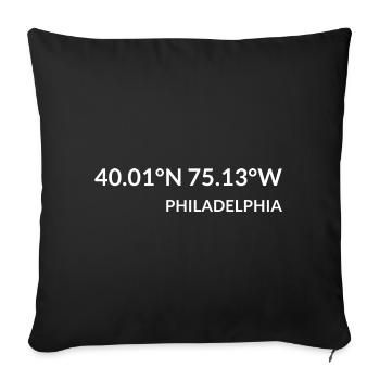 Philadelphia, Pennsylvania, USA Coordinates - Sofa pillowcase 17,3'' x 17,3'' (45 x 45 cm) - black - Front