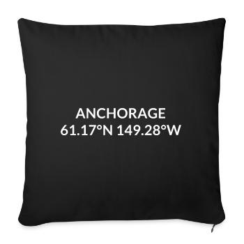 Anchorage, Alaska, USA Coordinates - Sofa pillowcase 17,3'' x 17,3'' (45 x 45 cm) - black - Front