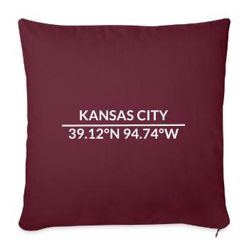 Kansas City, Kansas, USA Coordinates - Sofa pillowcase 17,3'' x 17,3'' (45 x 45 cm) - burgundy - Front