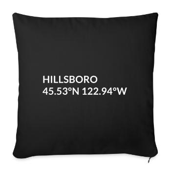 Hillsboro, Oregon, États-Unis Coordonnées - Housse de coussin décorative 45 x 45 cm - noir - Devant
